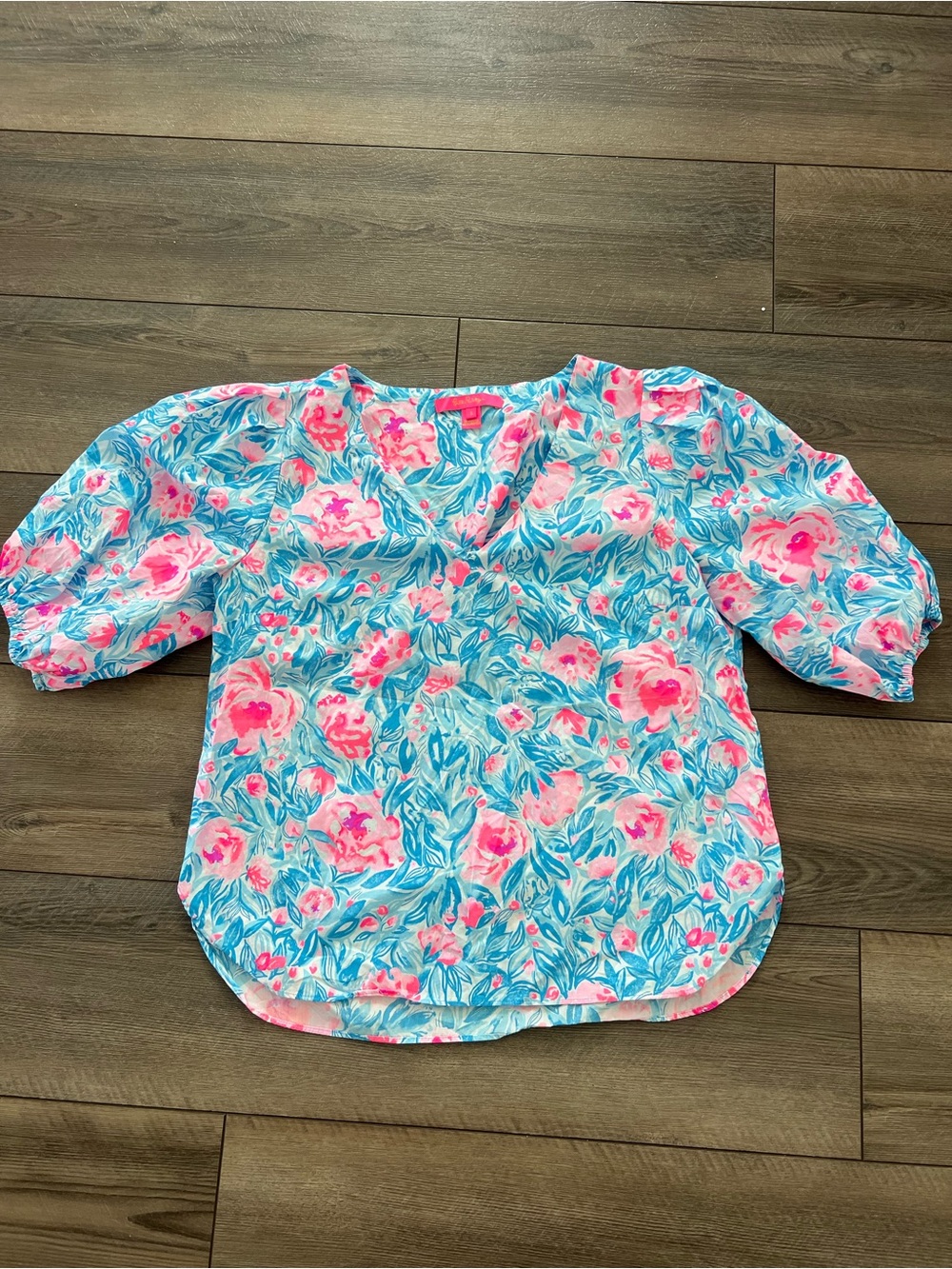 Lilly Pulitzer Ivee Top Size Small Bondi Blue My Little Peony Floral Horse